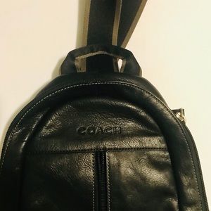 Coach Black leather sling back pack
